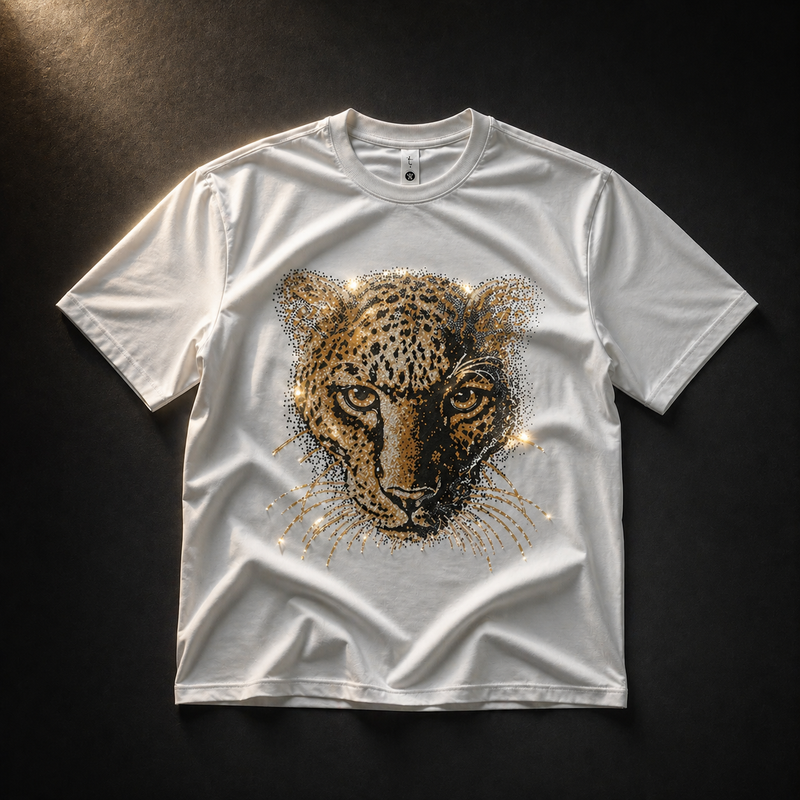Leopard Rhine Stone T-Shirt